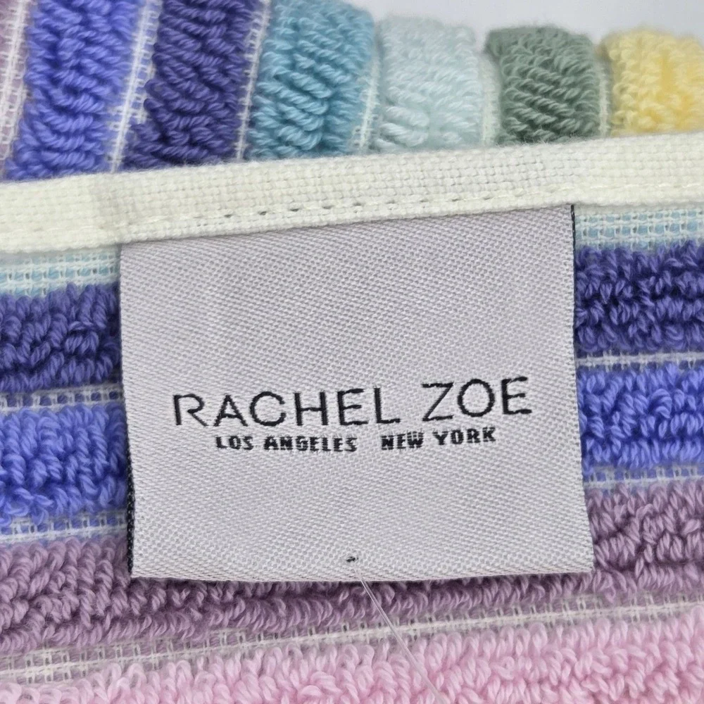 Rachel Zoe 8pc Rainbow Striped Fringe Cotton Towel Set 2 Bath 4Wash 2Hand Multi